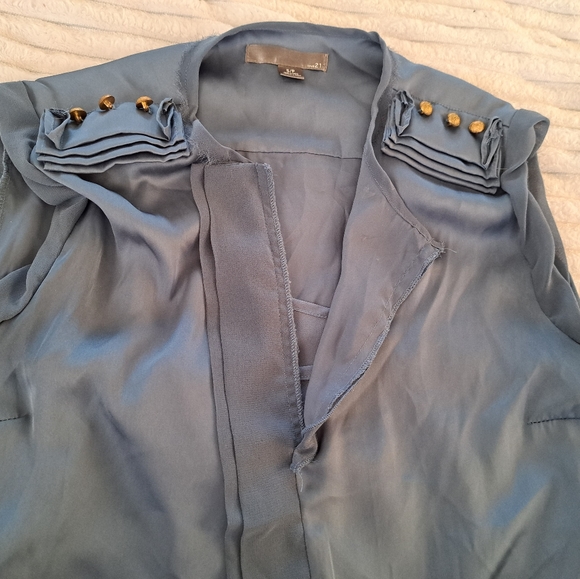 Dusky BLUE Tie Waist Shift Dress Silky Stylized Buttons Midi Love 21 Size SMALL - Picture 6 of 13